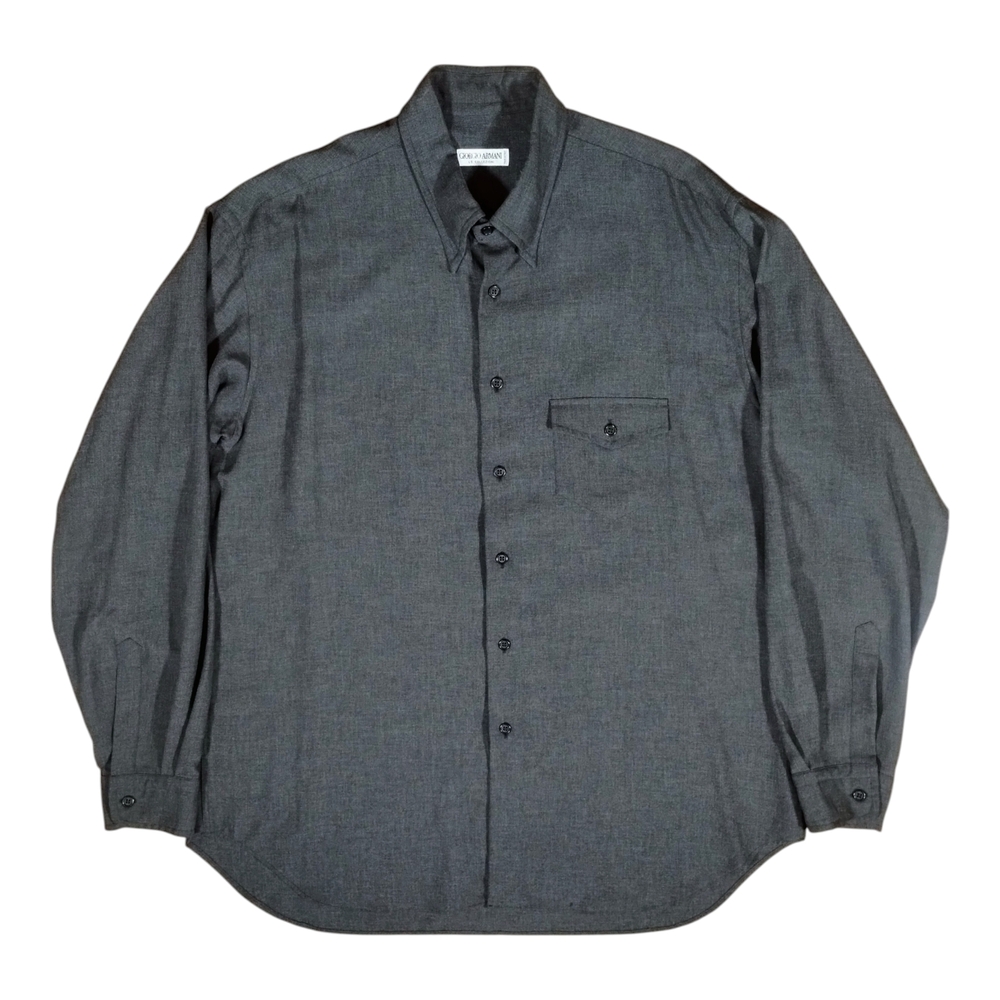 Giorgio Armani Le Collezioni Vintage Dark Gray Men's EUC Shirt 17.5 44 XL